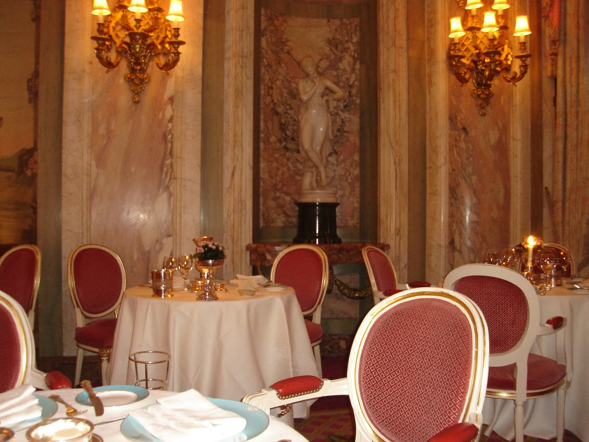 The gilded Palm Court at the Ritz in London, set for afternoon tea