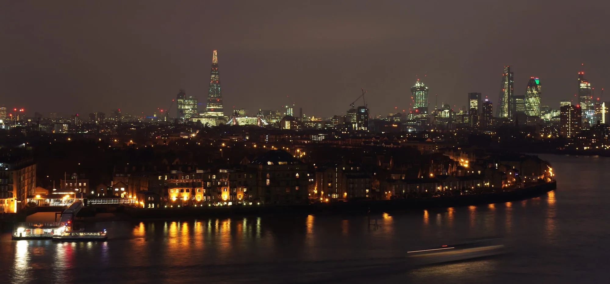 The River Thames and the City of London skyline seen from above
