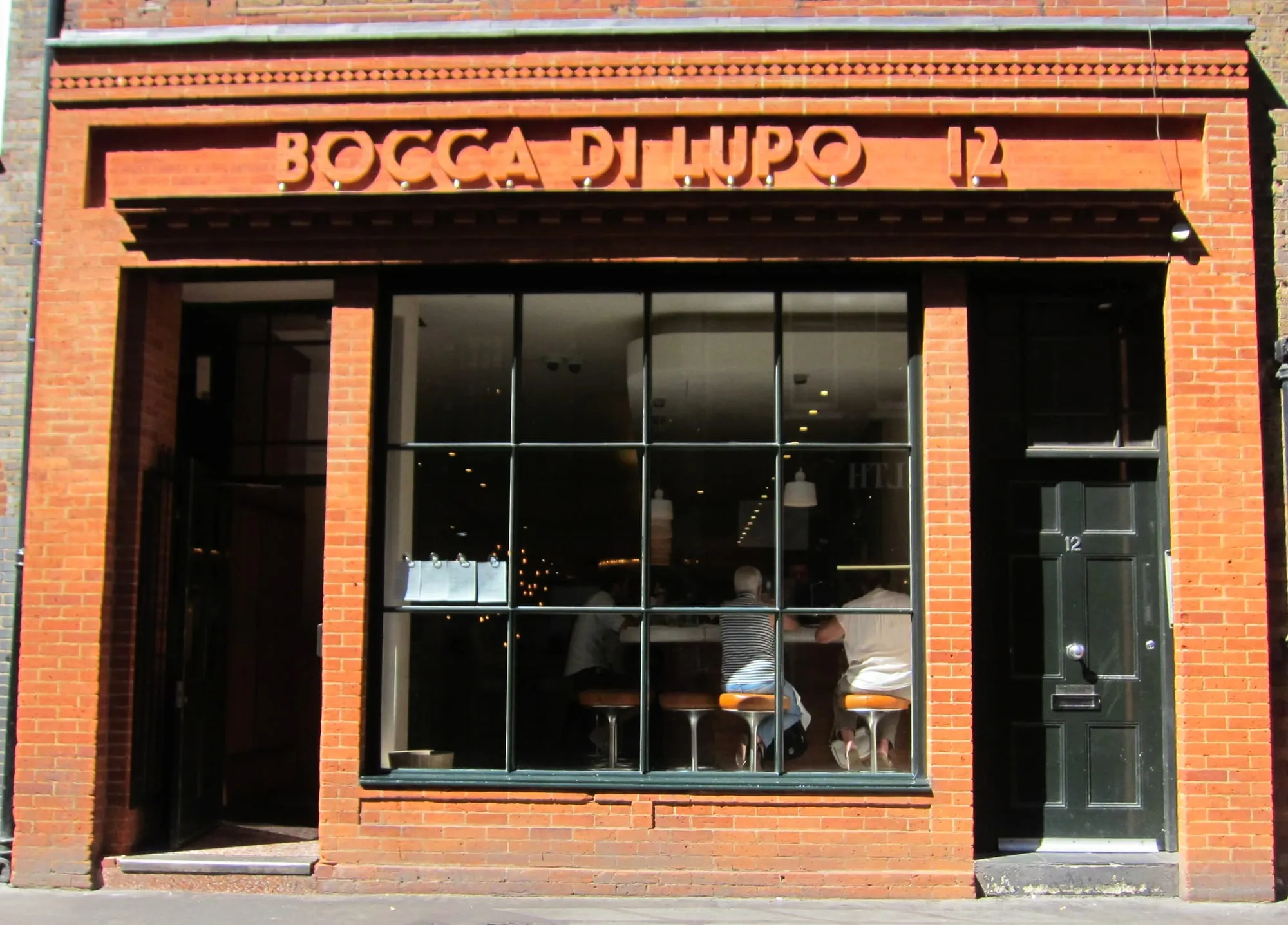 The frontage of Bocca di Lupo on Archer Street in Soho