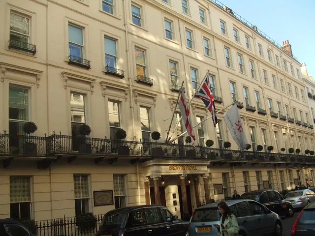 The Georgian frontage of Brown's Hotel on Albemarle Street