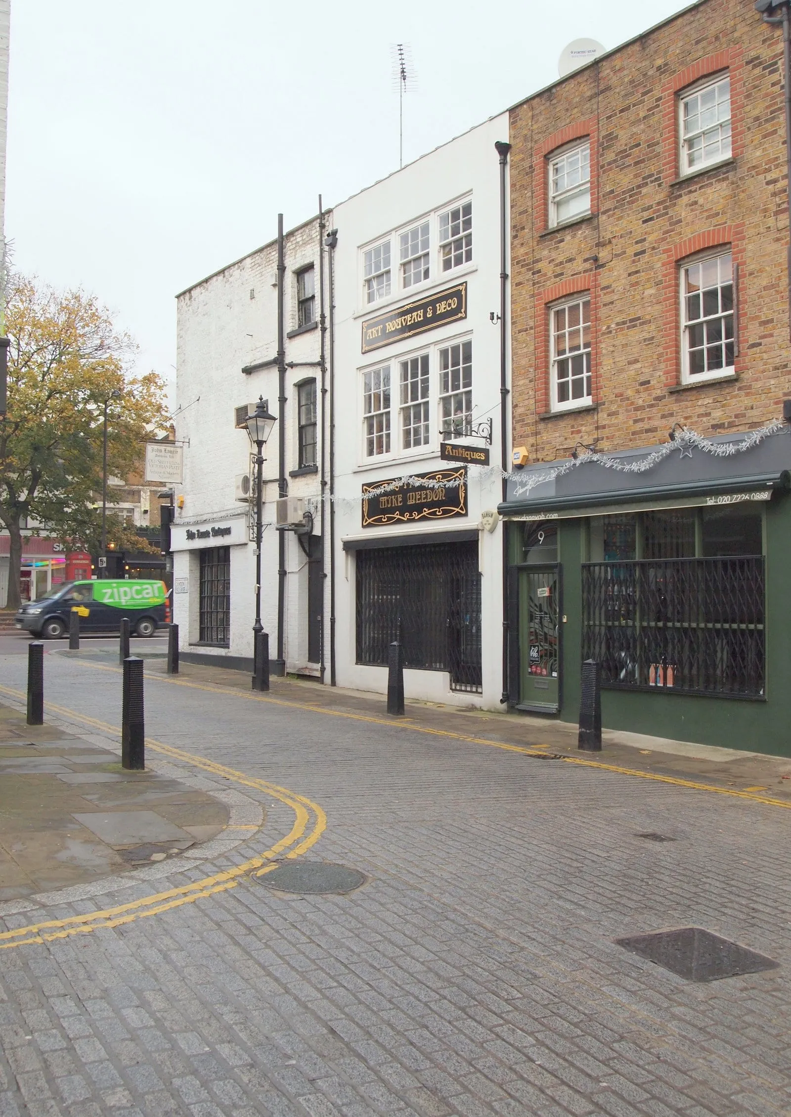 Antique shopfronts along Camden Passage in Islington