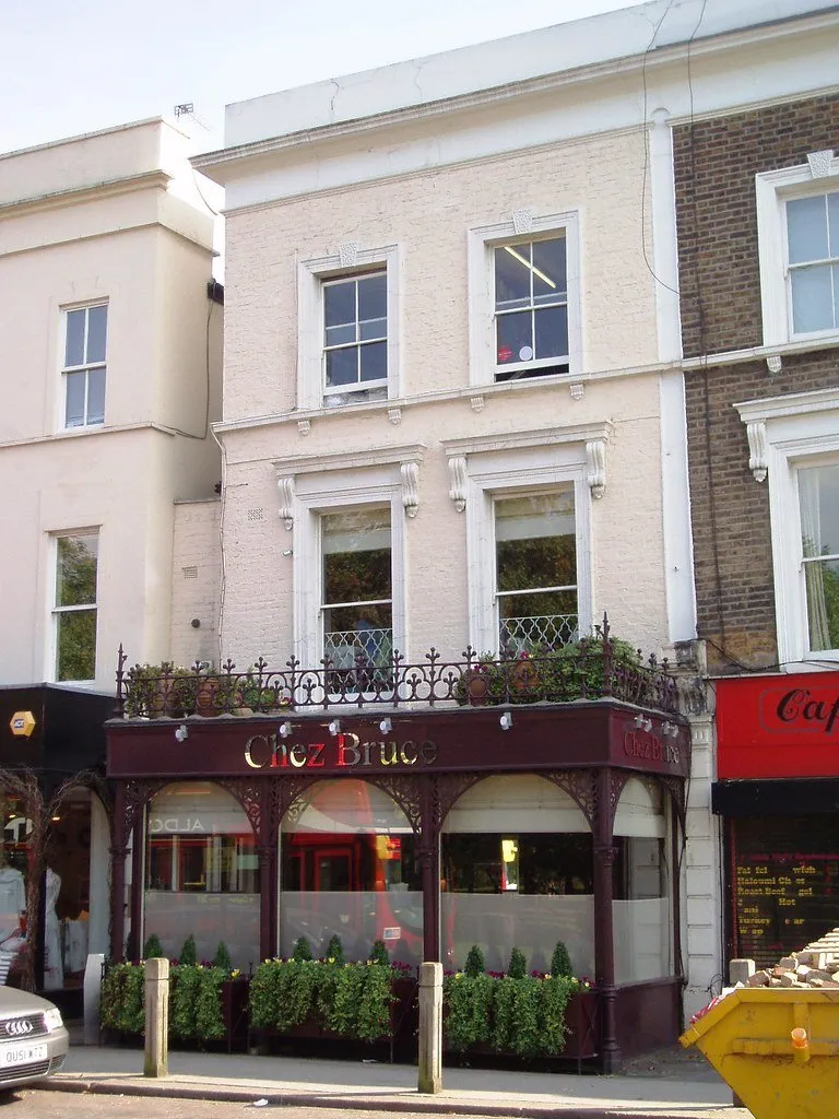 The frontage of Chez Bruce beside Wandsworth Common