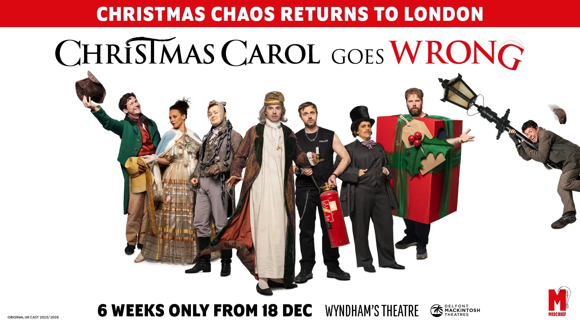 Artwork for Christmas Carol Goes Wrong, the Mischief company's disaster version of the Dickens story