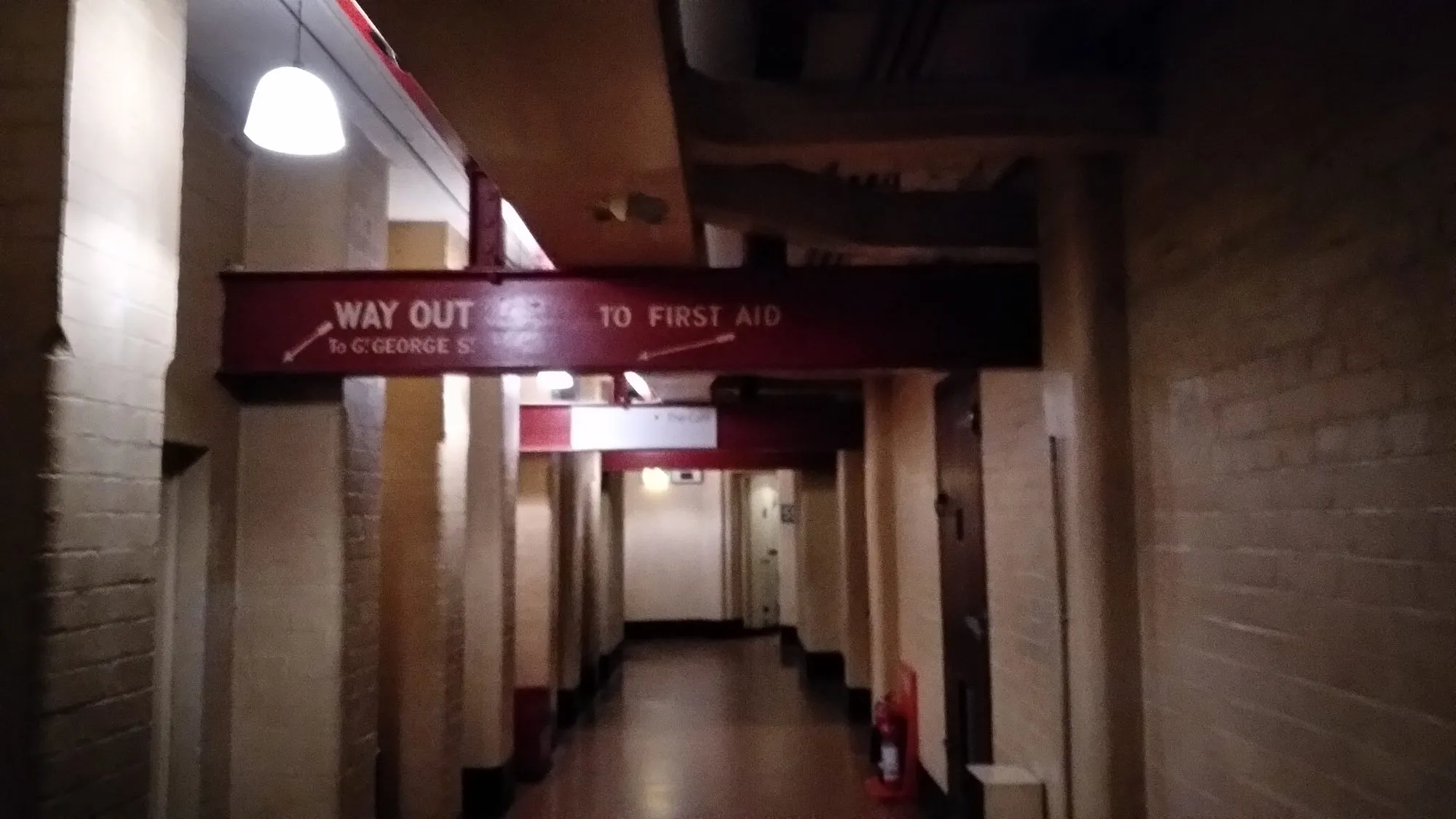 Underground corridor inside the Churchill War Rooms beneath Whitehall