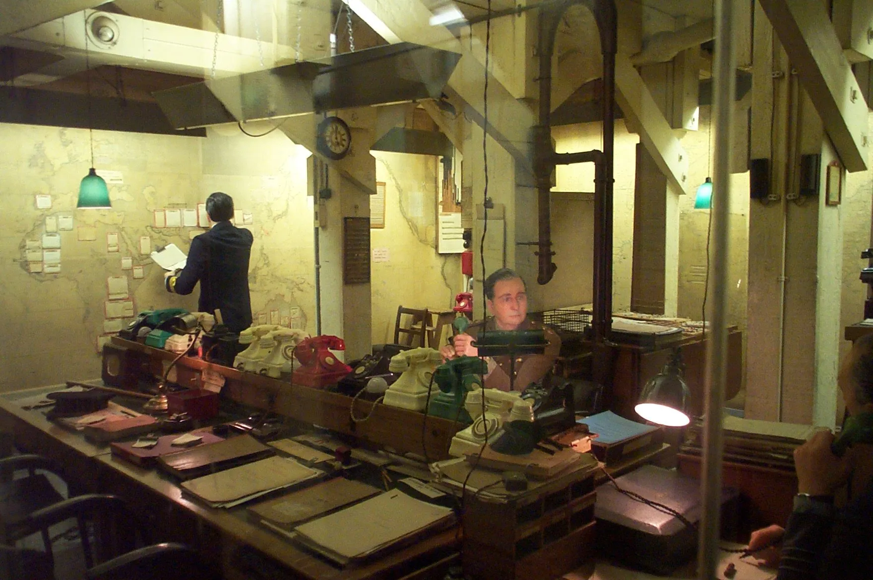 The Map Room in the Churchill War Rooms with global convoy charts and colour-coded hotlines