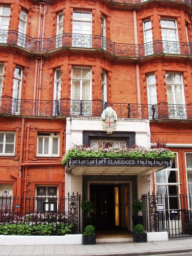 The art deco entrance canopy of Claridge's in Mayfair
