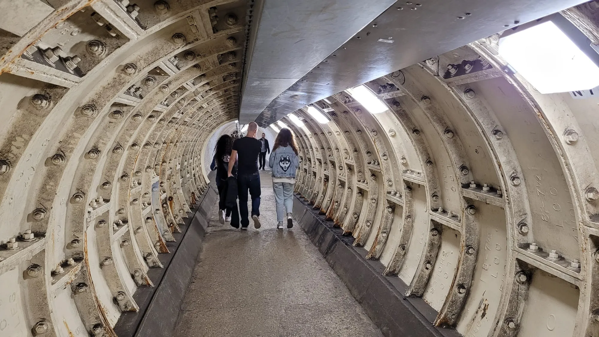 The cast-iron ribbed interior of the Greenwich Foot Tunnel running under the Thames