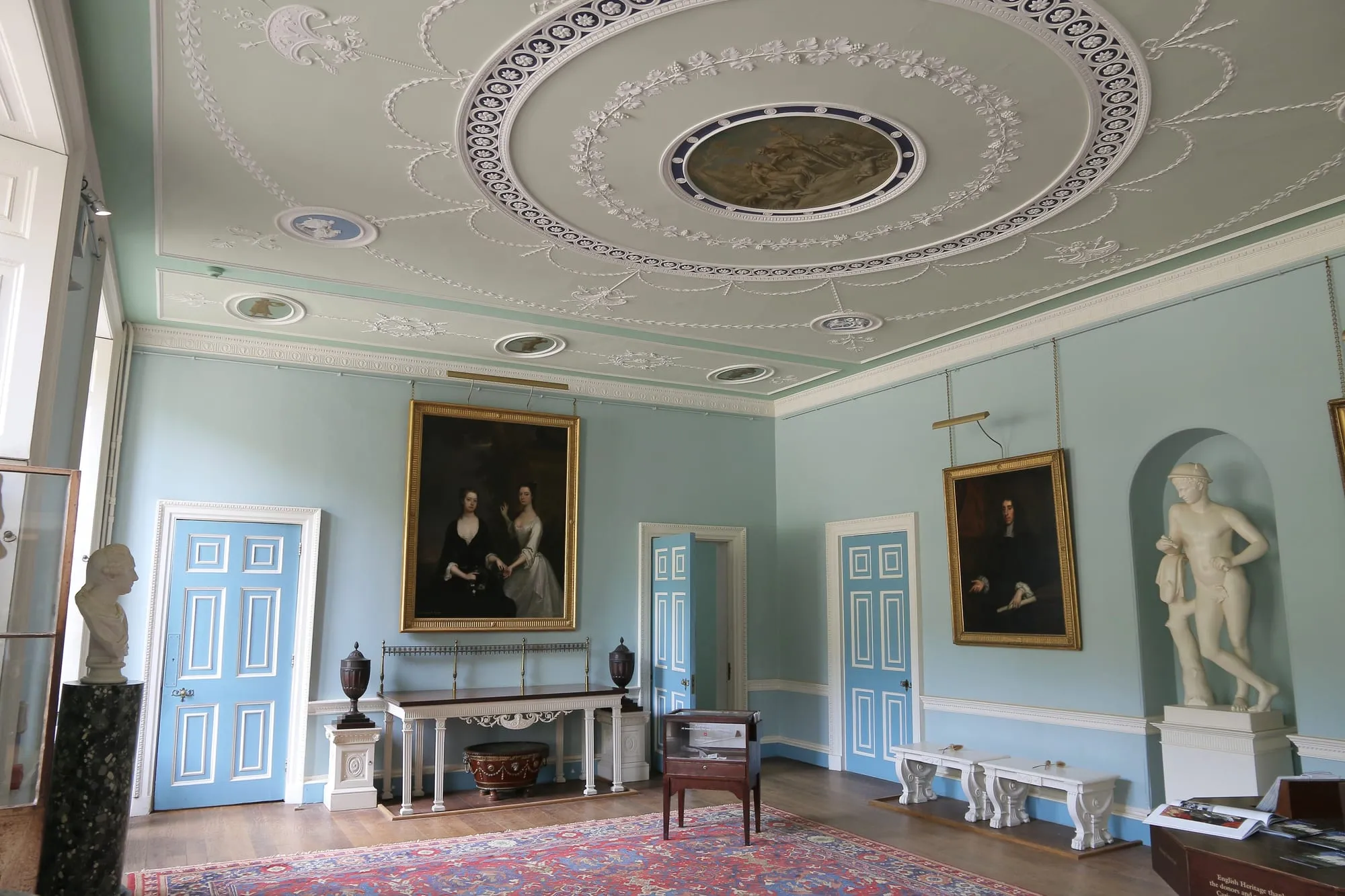 The white neoclassical frontage of Kenwood House on Hampstead Heath