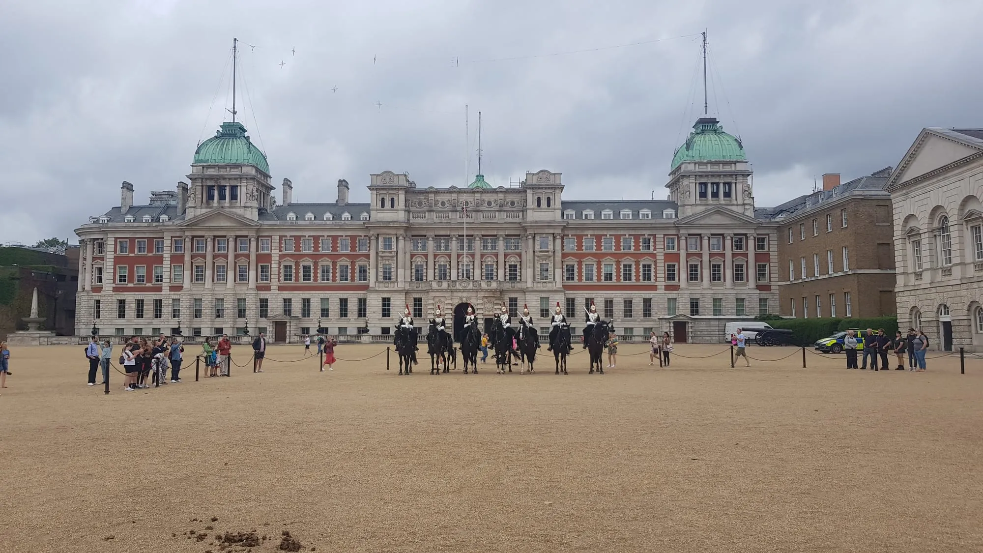 Mounted Household Cavalry on parade at Horse Guards, Whitehall
