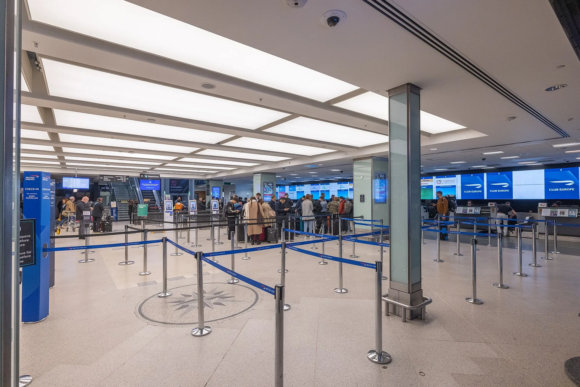 The check-in hall inside London City Airport