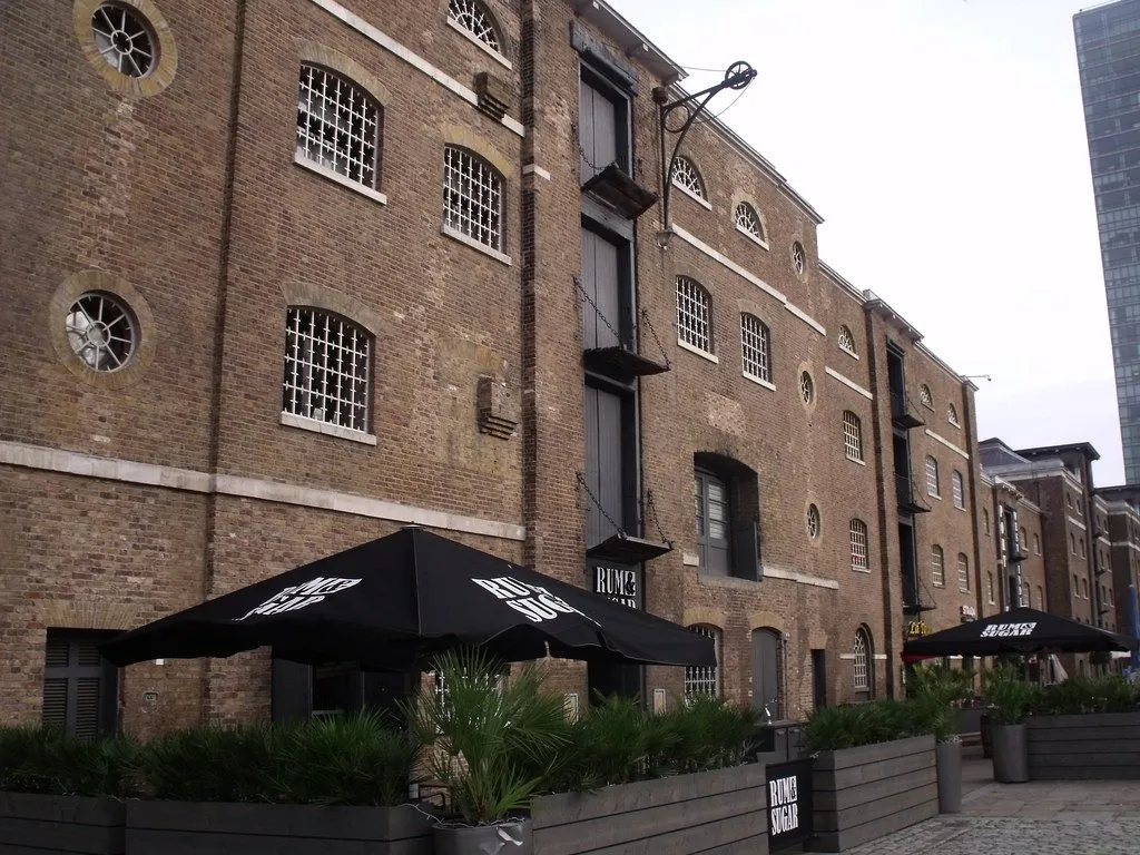 The brick Georgian warehouse on West India Quay that houses the Museum of London Docklands