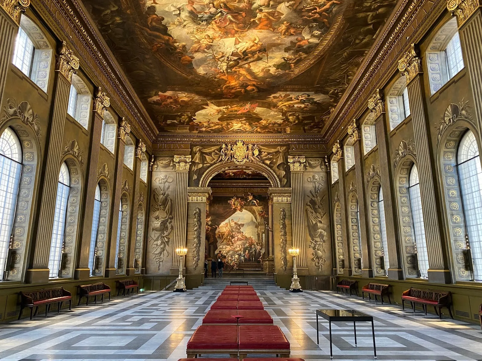 The Painted Hall at the Old Royal Naval College, Greenwich, its ceiling covered in James Thornhill's baroque murals