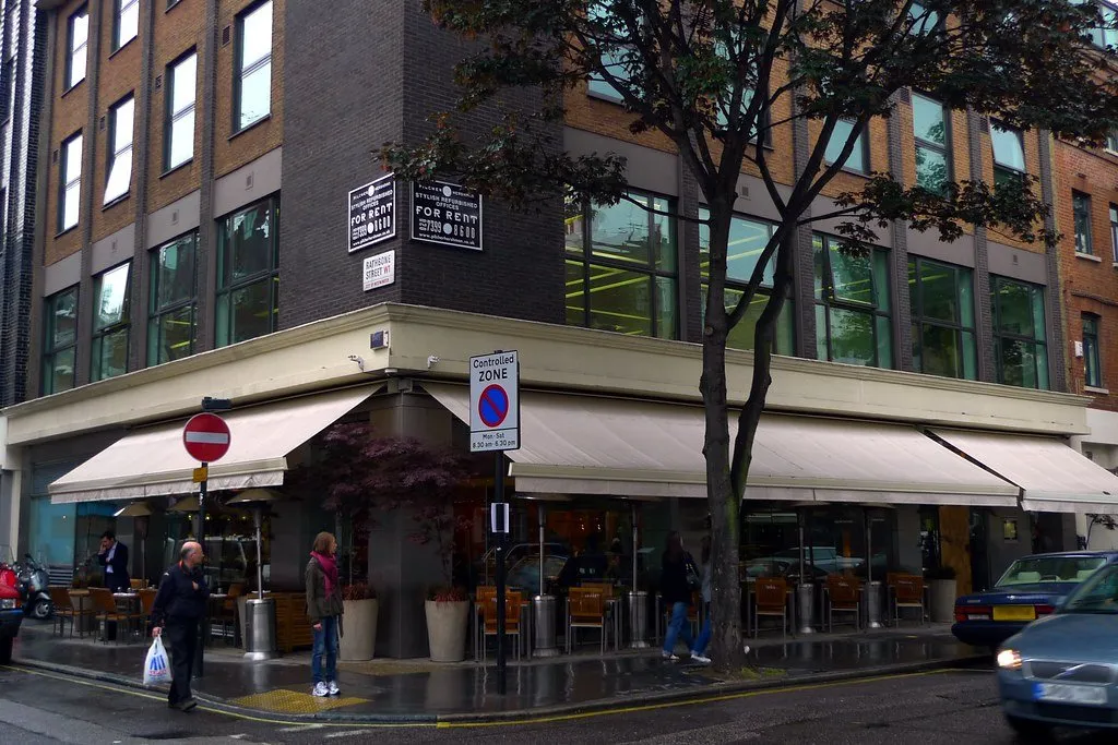 The corner frontage of Roka on Charlotte Street