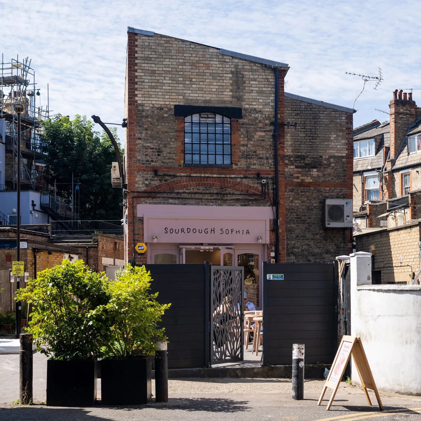 The frontage of Sourdough Sophia bakery with pavement seating