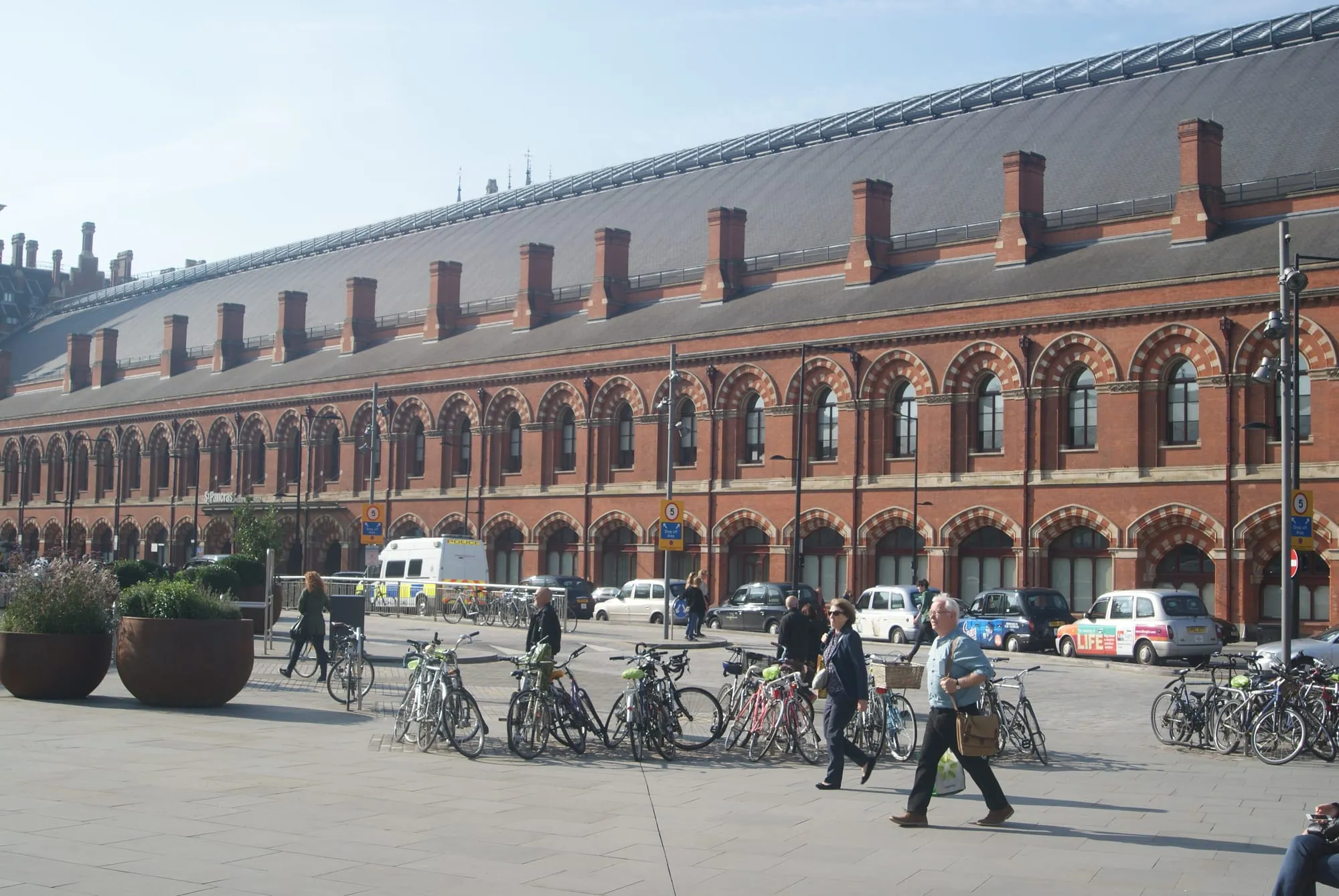 The red-brick facade of St Pancras station