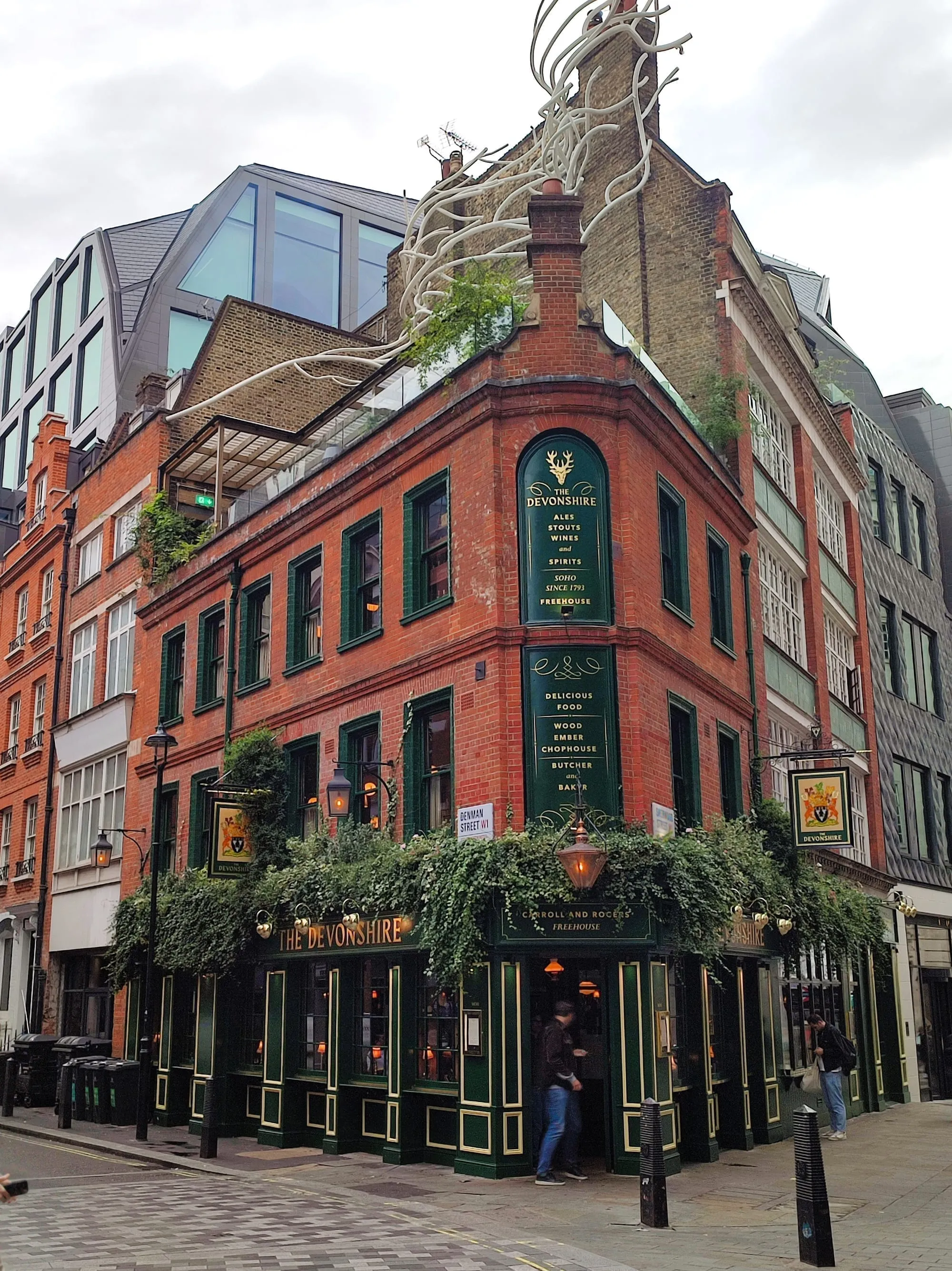 The frontage of The Devonshire pub on Denman Street in Soho