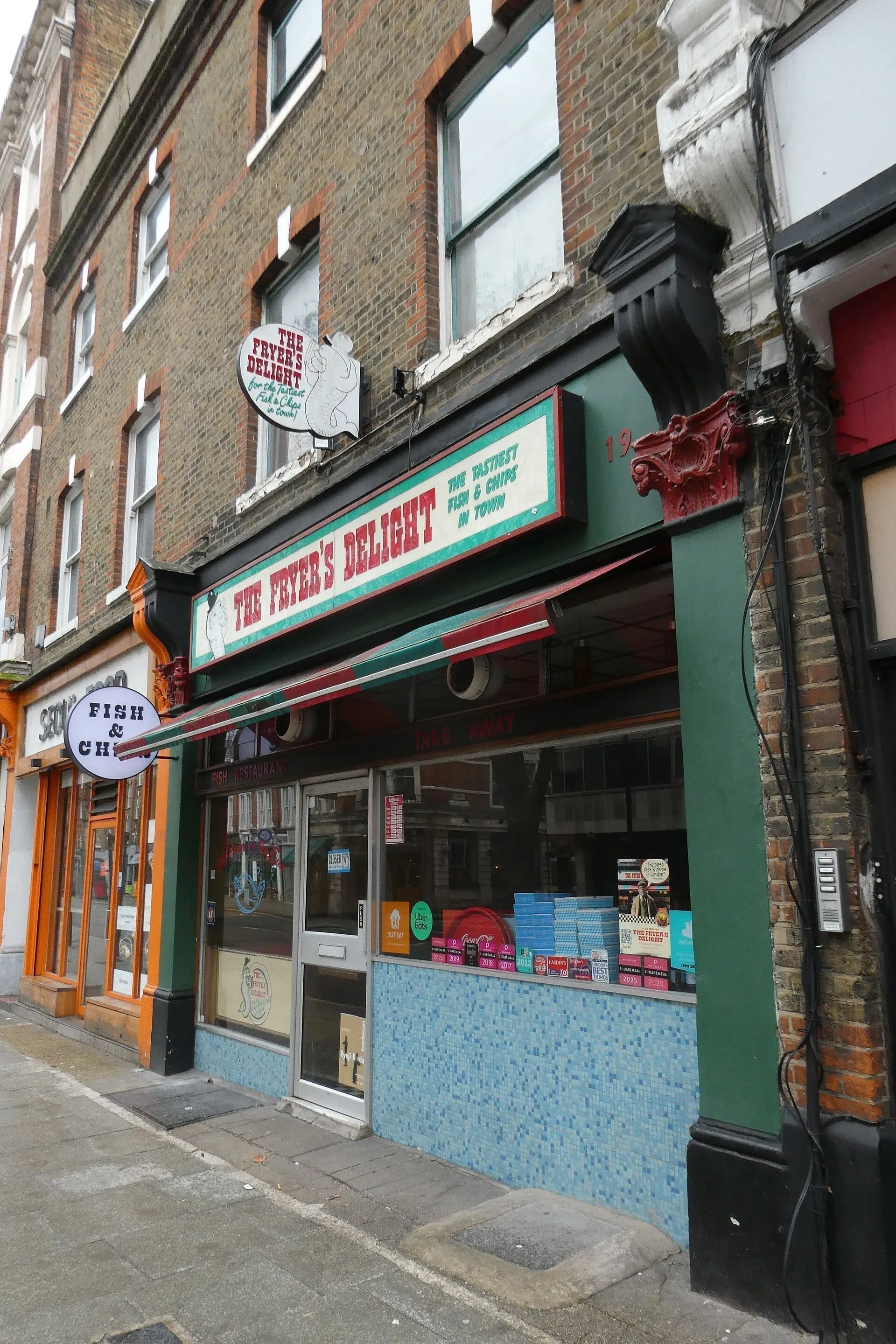 The frontage of The Fryer's Delight on Theobald's Road in Holborn
