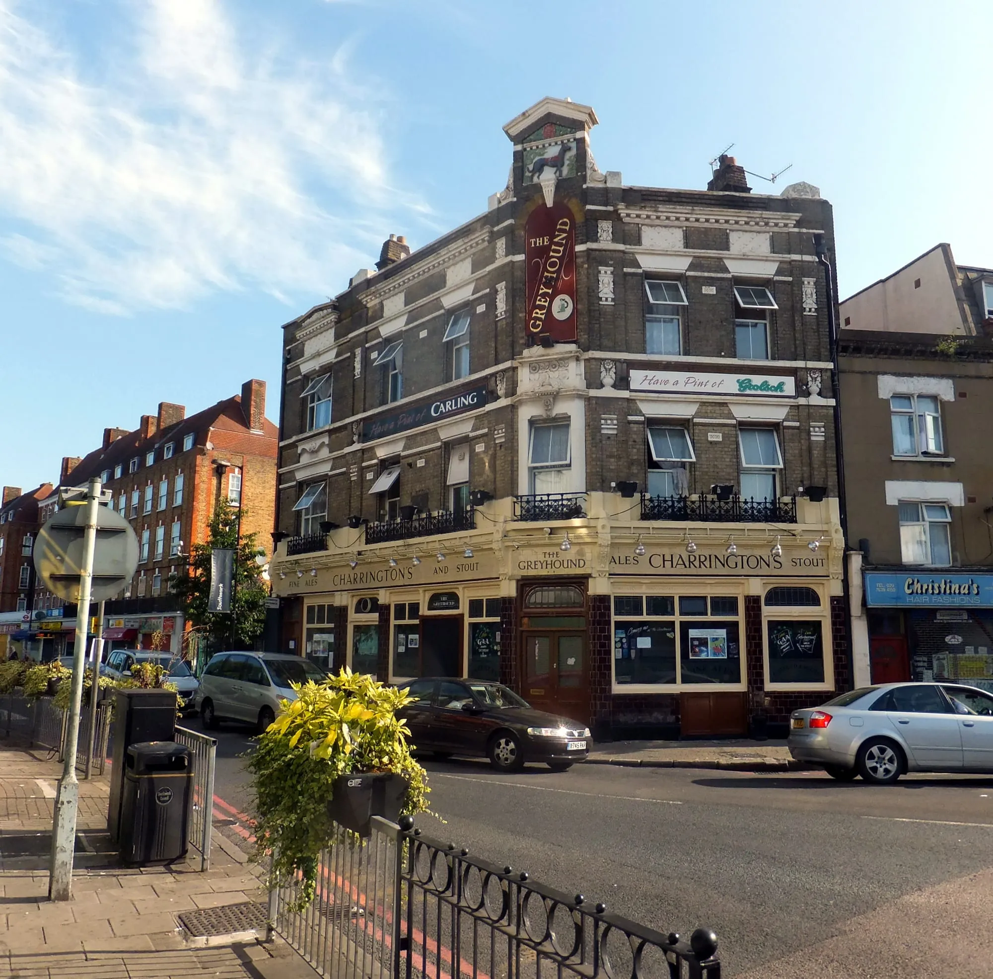The Greyhound, a Victorian corner pub on Peckham High Street