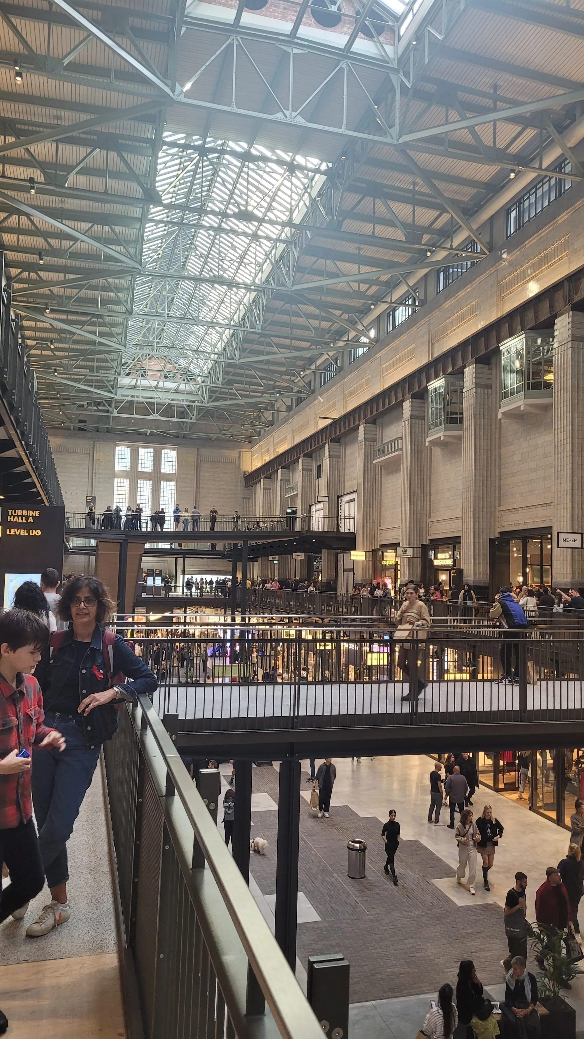 The interior of Turbine Hall A at Battersea Power Station, with its restored art deco detailing