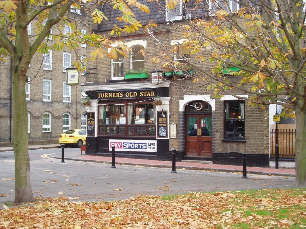 The frontage of the Turner's Old Star pub in Wapping in autumn