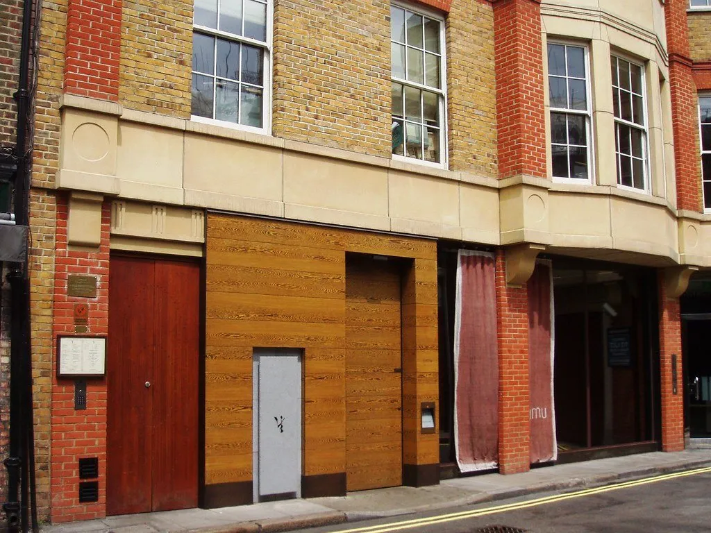 The wooden frontage and doorway of Umu in Mayfair